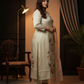 Cream Floral Printed Silk Blend Kurta Pant Set with Organza Dupatta – Plus Size Festive Ethnic Wear