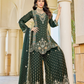 Heavily Embroidered Green Palazzo Kurta Set with Intricate Work and Matching Dupatta | 3 Piece Ethnic Set