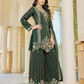 Heavily Embroidered Green Palazzo Kurta Set with Intricate Work and Matching Dupatta | 3 Piece Ethnic Set