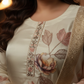Cream Floral Printed Silk Blend Kurta Pant Set with Organza Dupatta – Plus Size Festive Ethnic Wear