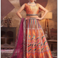 Printed Jaipuri Indo-Western Lehenga Set with Sleeveless Worked Blouse and Matching Dupatta