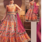 Printed Jaipuri Indo-Western Lehenga Set with Sleeveless Worked Blouse and Matching Dupatta