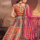 Printed Jaipuri Indo-Western Lehenga Set with Sleeveless Worked Blouse and Matching Dupatta