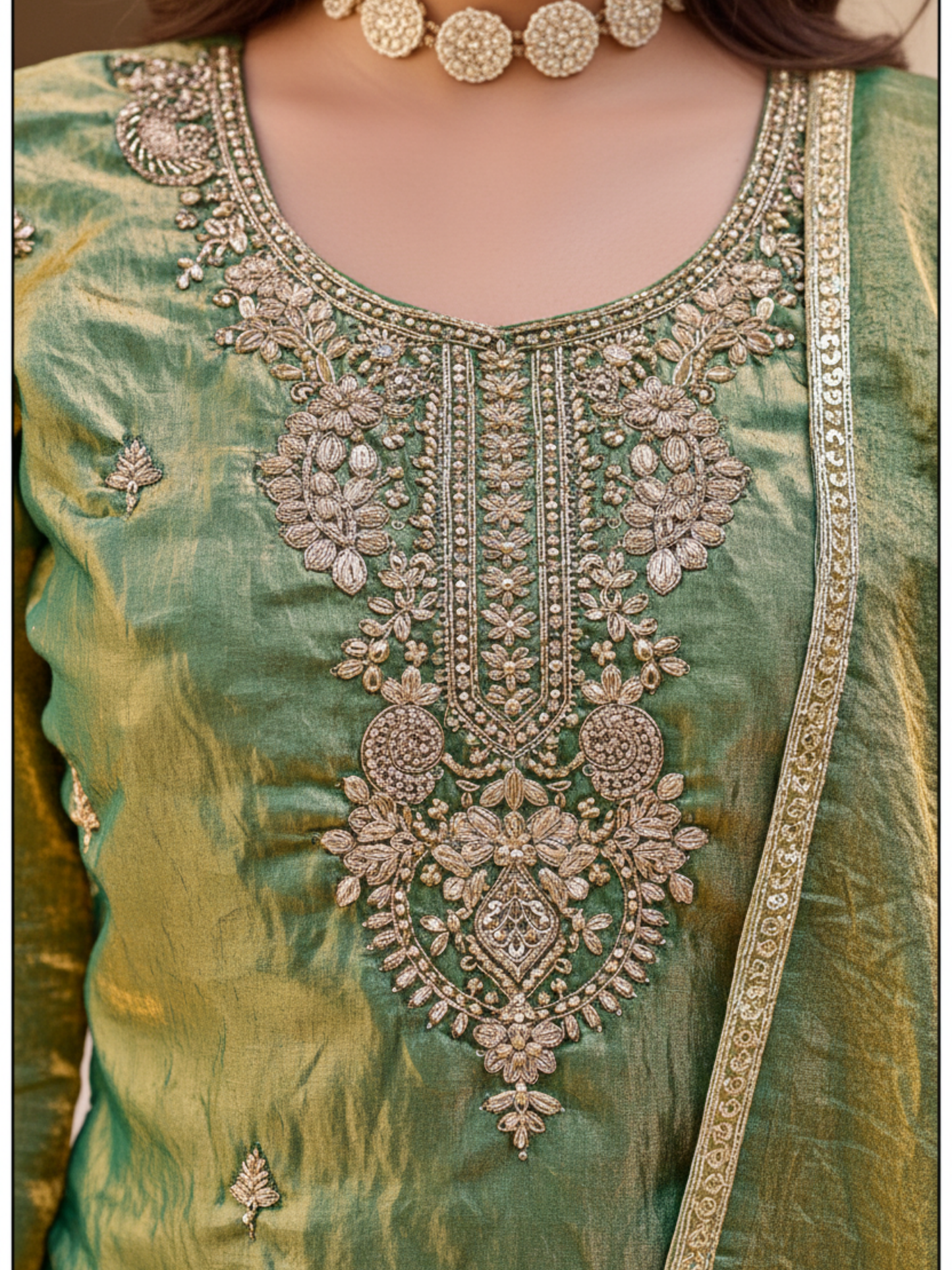 Designer Dhoop Chhaon Kurta Set with Palazzo and Dupatta