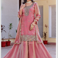 Women’s Pink Designer Dhoop Chhaon Kurta Set with Palazzo and Dupatta for Festive Wear