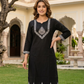 Classic Black Embroidered Kurta Pant Set for Women (M to XXL)