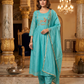 Elegant Sky Blue Embroidered Kurta Pant Dupatta Set for Women (M to XXL) by 3 Angel Fab LLP