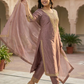 Mauve Pink Embroidered Silk Blend Kurta Pant Set with Sheer Dupatta – Festive & Wedding Wear | Plus Size (3XL, 4XL, 5XL)