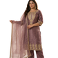 Mauve Pink Embroidered Silk Blend Kurta Pant Set with Sheer Dupatta – Festive & Wedding Wear | Plus Size (3XL, 4XL, 5XL)