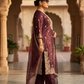 Wine Maroon Heavy Embroidered Silk Blend Kurta Pant Set with Sheer Dupatta – Wedding & Festive Wear | Plus Size (3XL, 4XL, 5XL)