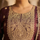 Wine Maroon Heavy Embroidered Silk Blend Kurta Pant Set with Sheer Dupatta – Wedding & Festive Wear | Plus Size (3XL, 4XL, 5XL)