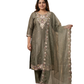 Sage Green Floral Embroidered Silk Blend Kurta Pant Set with Sheer Dupatta – Elegant Festive Wear | Plus Size (3XL, 4XL, 5XL)