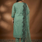 Mint Green Silk Blend Embroidered Kurta Set with Printed Dupatta - Plus Size Festive Wear (3XL-5XL)