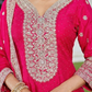 Rani Pink Tissue Suit Set for Women | 3-Piece Anarkali Kurta, Palazzo & Dupatta with Heavy Work | Festive & Wedding Wear