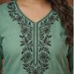 Mint Green Silk Blend Embroidered Kurta Set with Printed Dupatta - Plus Size Festive Wear (3XL-5XL)