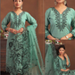 Mint Green Silk Blend Embroidered Kurta Set with Printed Dupatta - Plus Size Festive Wear (3XL-5XL)