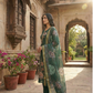 Women’s Emerald Green Kurta Pant Set with Floral Dupatta | Plus Size 3XL-5XL