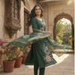 Women’s Emerald Green Kurta Pant Set with Floral Dupatta | Plus Size 3XL-5XL