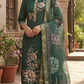 Women’s Emerald Green Kurta Pant Set with Floral Dupatta | Plus Size 3XL-5XL