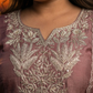 Mauve Wine Embroidered Silk Blend Kurta Pant Set with Sheer Dupatta – Evening Festive & Wedding Wear | Plus Size (3XL, 4XL, 5XL)