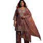 Mauve Wine Embroidered Silk Blend Kurta Pant Set with Sheer Dupatta – Evening Festive & Wedding Wear | Plus Size (3XL, 4XL, 5XL)