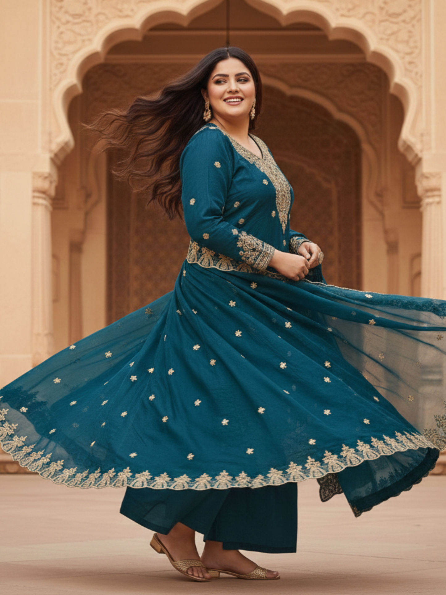 Rama Green Embroidered Silk Blend Kurta Pant Set with Ornate Dupatta – Festive & Occasion Wear