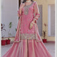 Women’s Pink Designer Dhoop Chhaon Kurta Set with Palazzo and Dupatta for Festive Wear